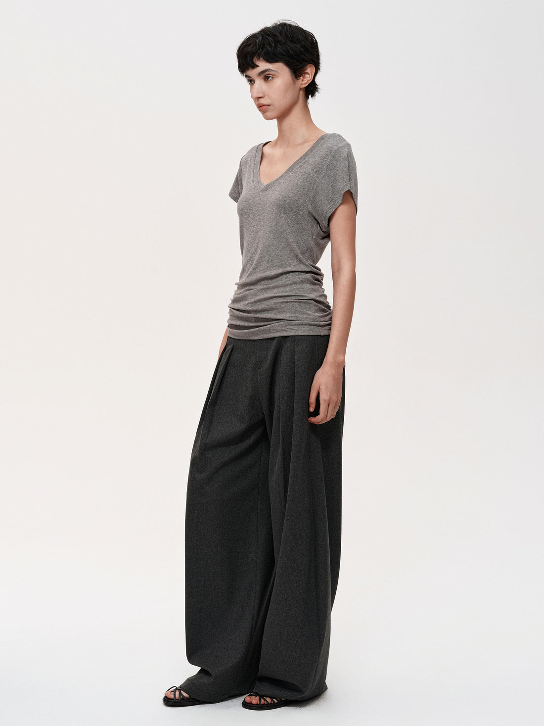 Northbutsouth Three Tone Classic V-neck Stacked T-shirt Dress