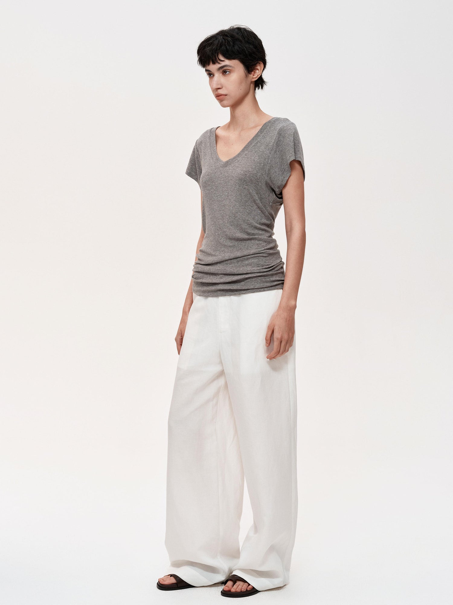 Northbutsouth Three Tone Classic V-neck Stacked T-shirt Dress