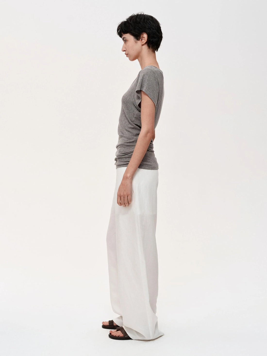 Three Tone Classic V-neck Stacked T-shirt Dress