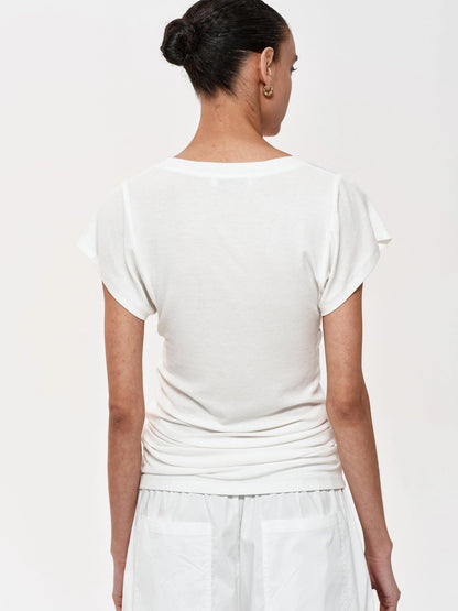 Three Tone Classic V-neck Stacked T-shirt Dress