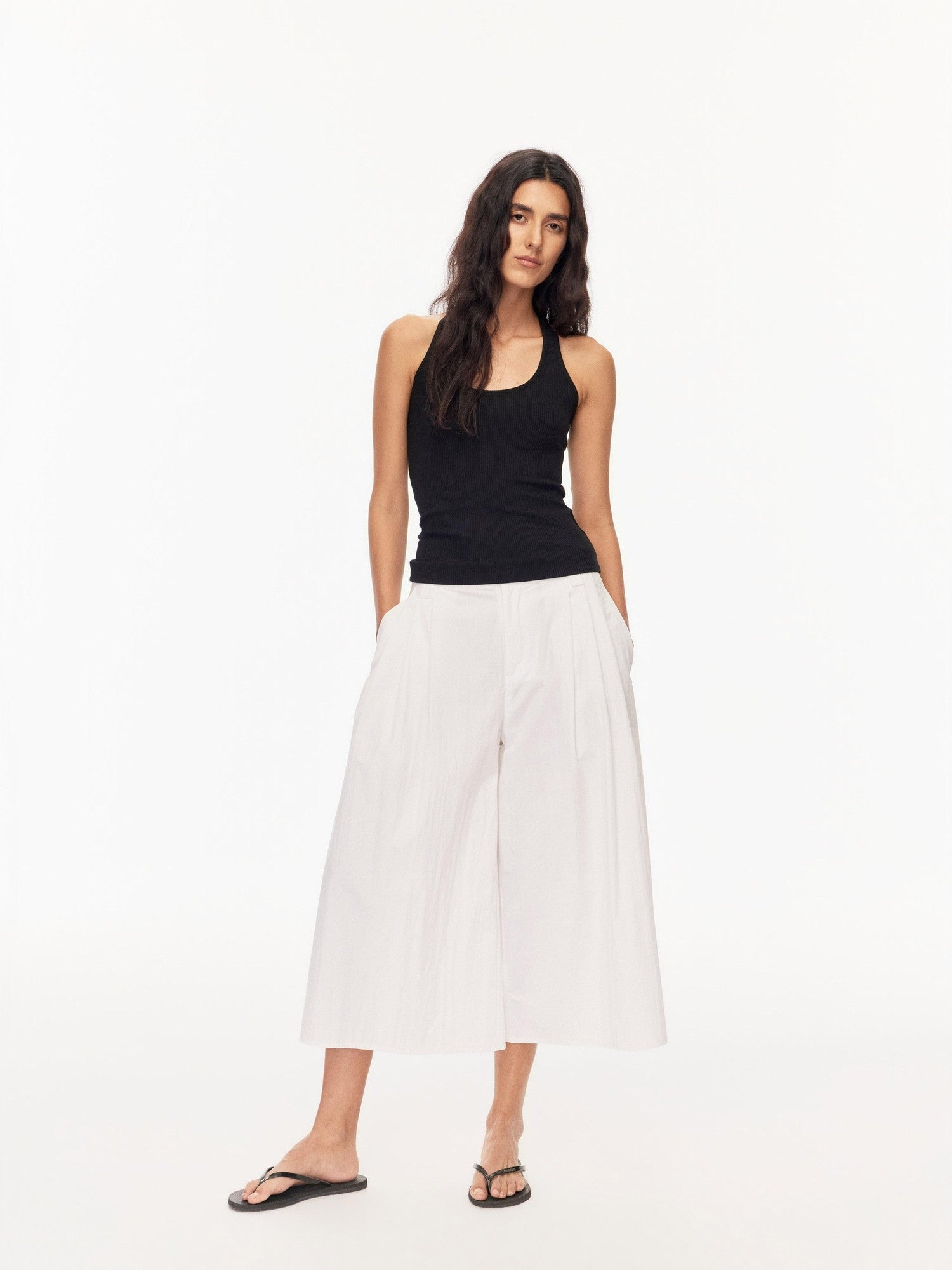 Northbutsouth Tri Color Pleated Slit Pocket Straight Women&