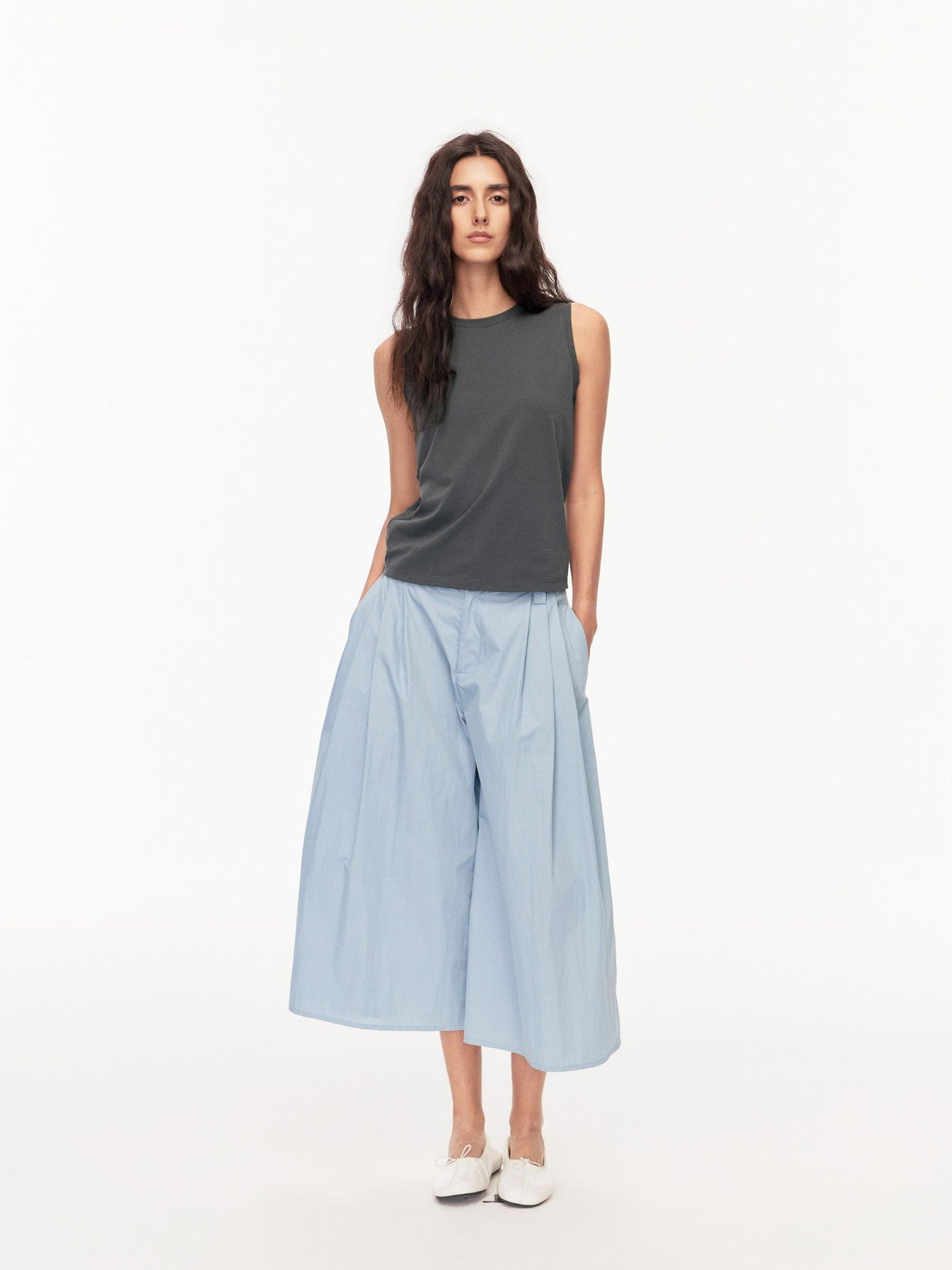 Northbutsouth Tri Color Pleated Slit Pocket Straight Women&