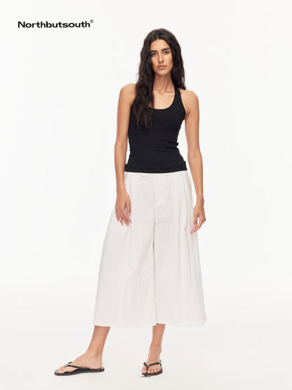 Northbutsouth Tri Color Pleated Slit Pocket Straight Women&