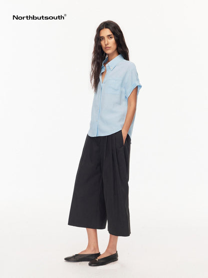 Northbutsouth Tri Color Pleated Slit Pocket Straight Women&