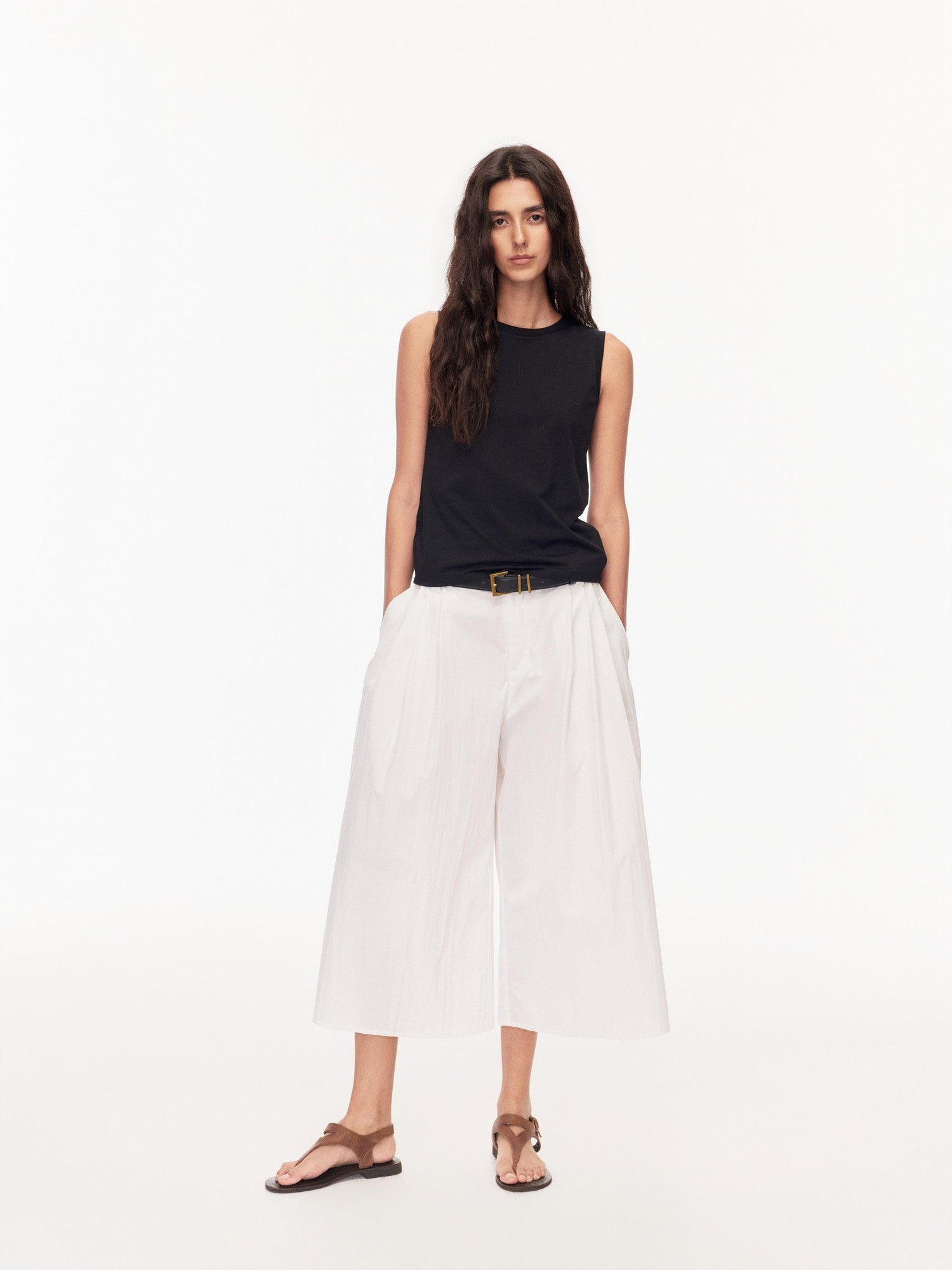 Northbutsouth Tri Color Pleated Slit Pocket Straight Women&