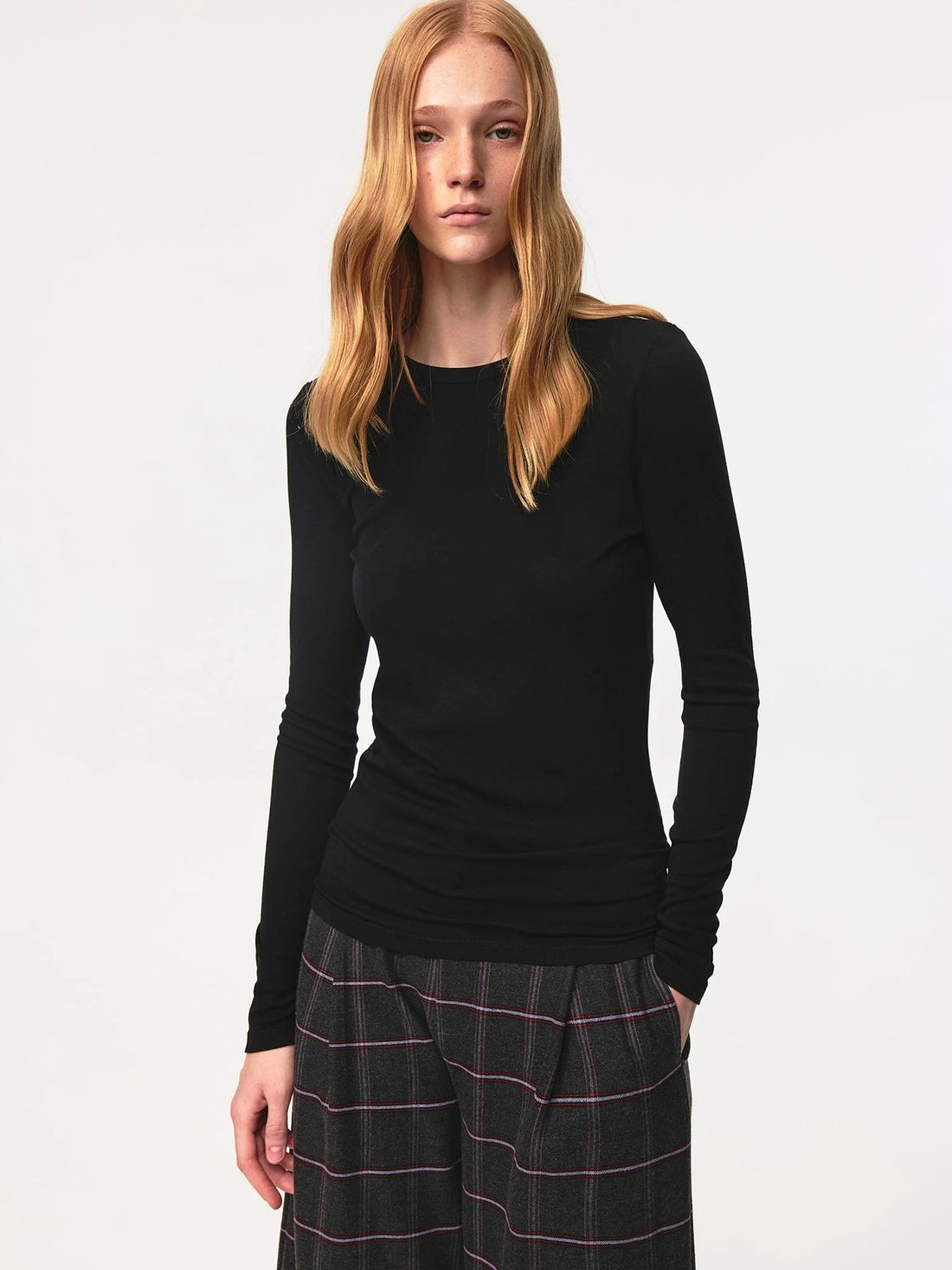 Tri Color Silk Layered Round Neck Top