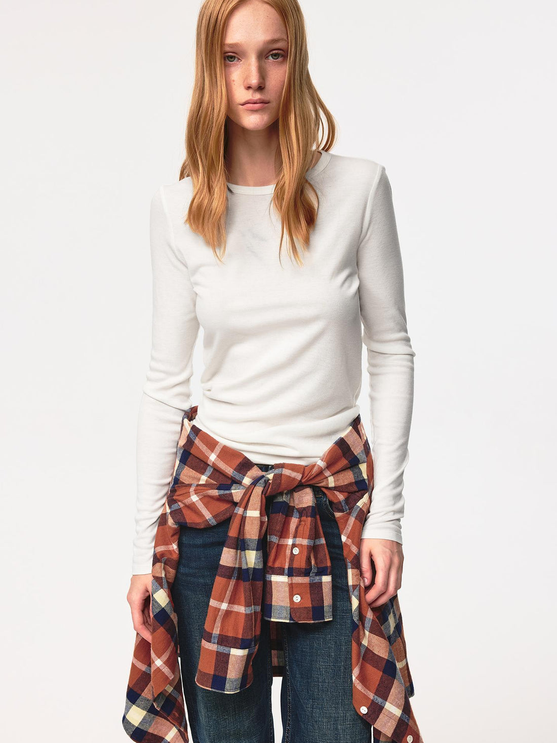 Northbutsouth Tri Color Silk Layered Round Neck Top