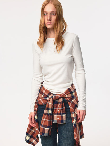 Northbutsouth Tri Color Silk Layered Round Neck Top