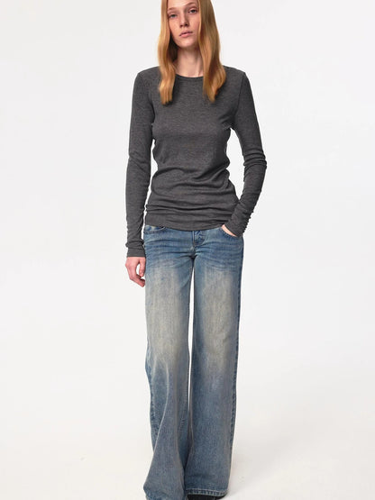 Tri Color Silk Layered Round Neck Top