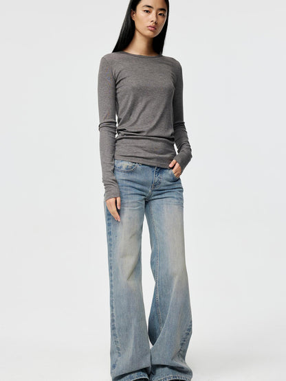 Northbutsouth Tri Color Silk Layered Round Neck Top