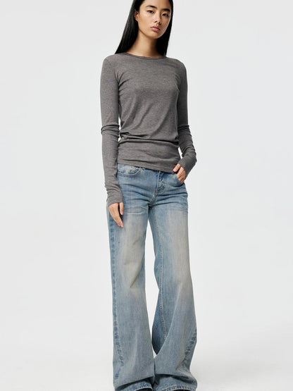 Tri Color Silk Layered Round Neck Top