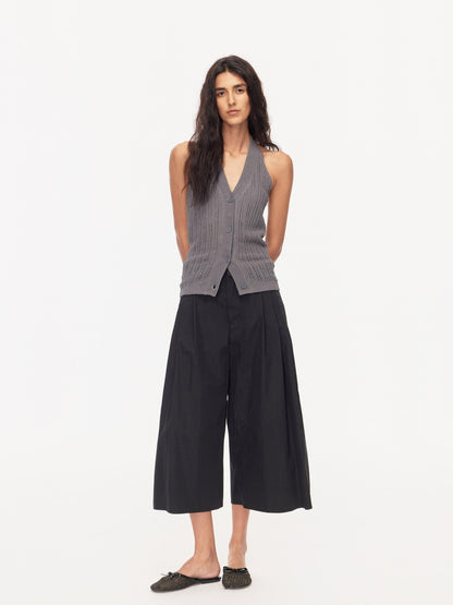 Northbutsouth Tricolor Cutout V-neck Buttoned Knitted Women&