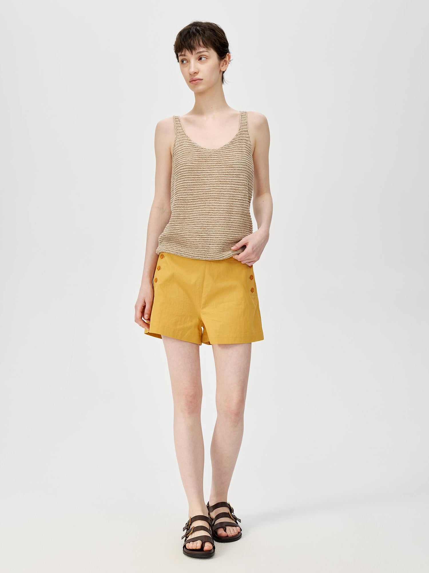 Northbutsouth Tricolor Knit Textured U Neck Vest