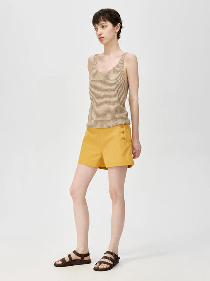 Tricolor Knit Textured U Neck Vest