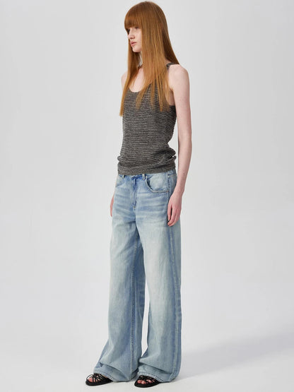 Tricolor Knit Textured U Neck Vest