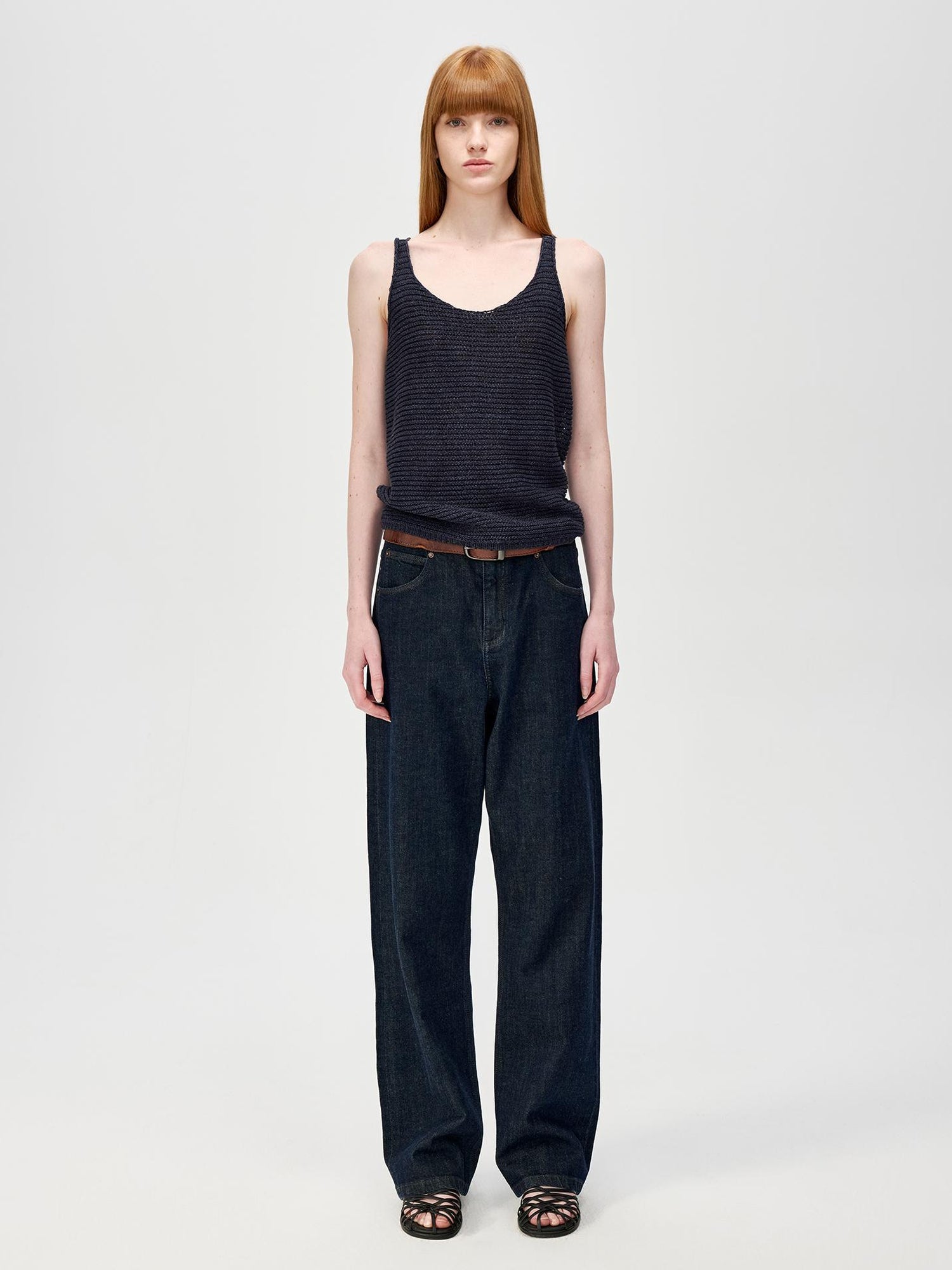 Northbutsouth Tricolor Knit Textured U Neck Vest