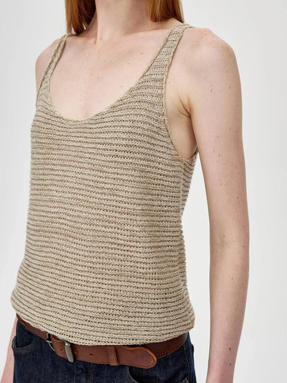 Tricolor Knit Textured U Neck Vest
