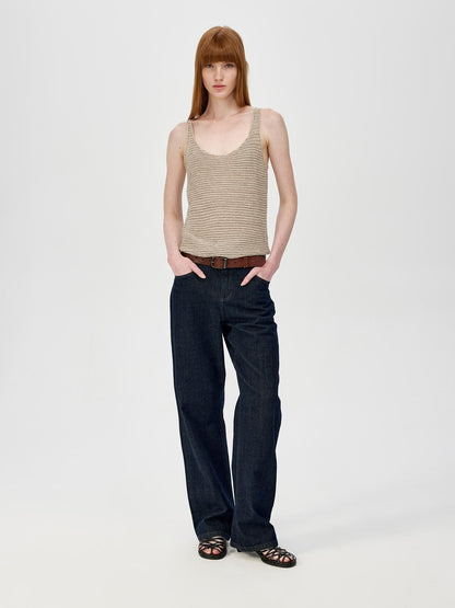 Northbutsouth Tricolor Knit Textured U Neck Vest