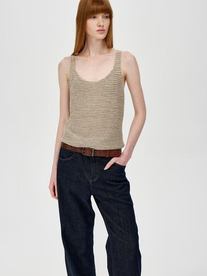 Northbutsouth Tricolor Knit Textured U Neck Vest
