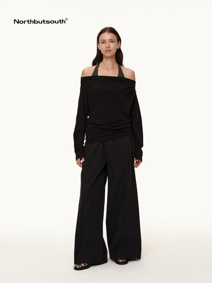 Northbutsouth Tricolor Pleated Elastic Waist Casual Women&