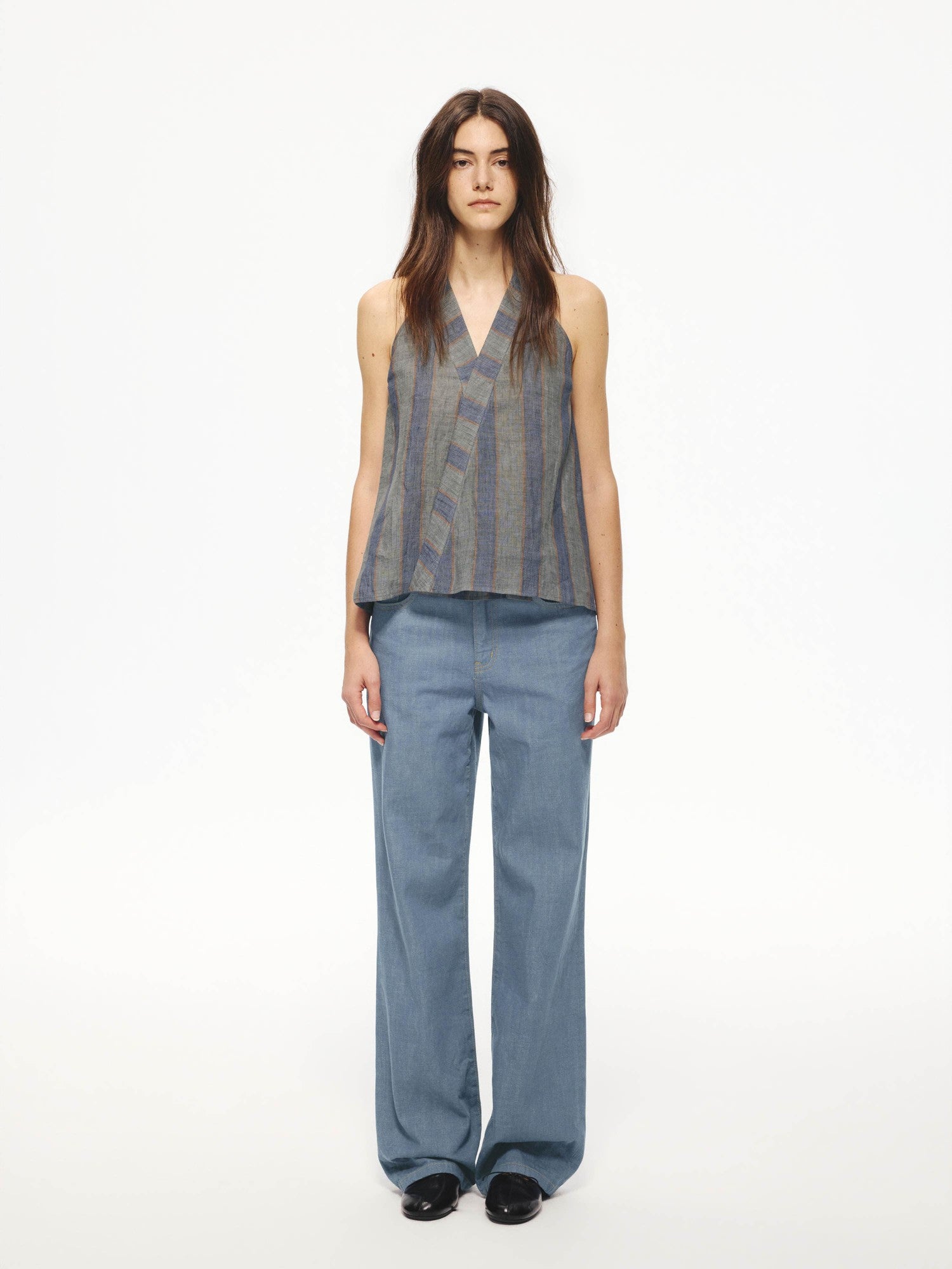 Northbutsouth Tricolor Striped V-neck Women&