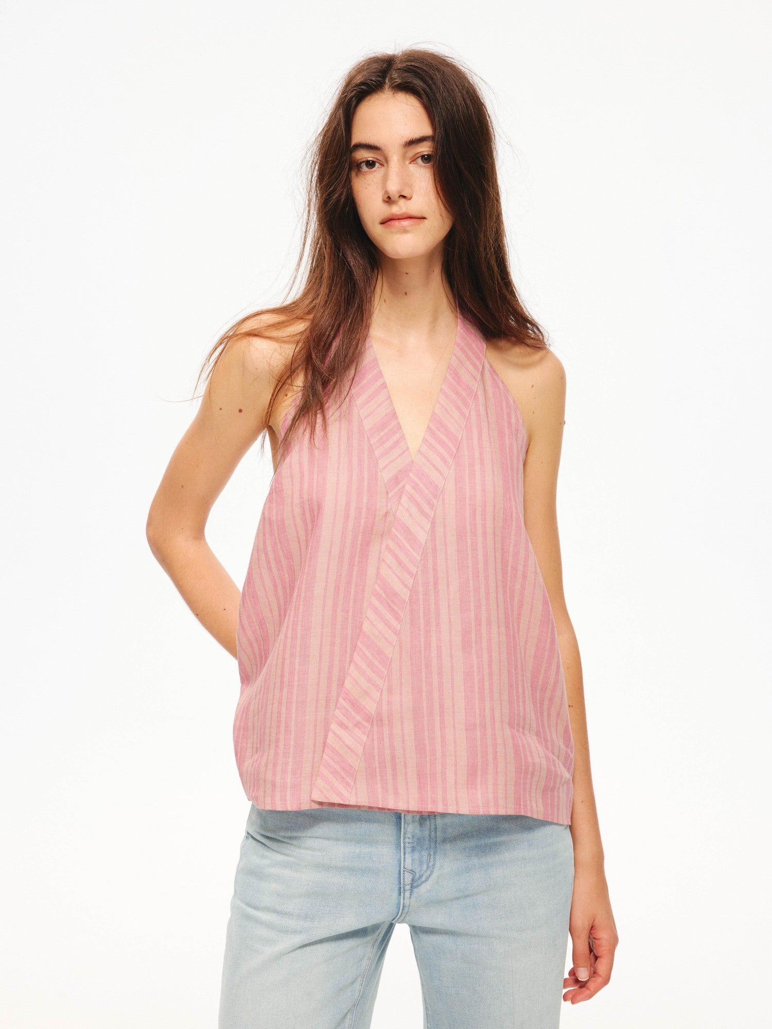 Northbutsouth Tricolor Striped V-neck Women&