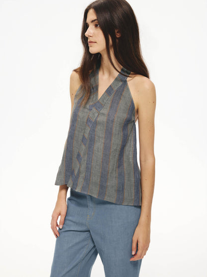 Northbutsouth Tricolor Striped V-neck Women&