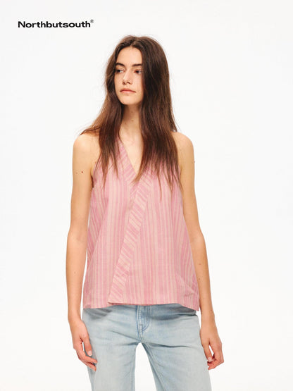 Northbutsouth Tricolor Striped V-neck Women&