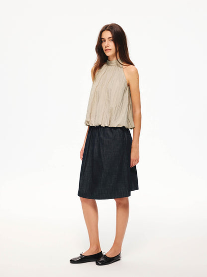 Northbutsouth Tricolor Textured Puff Tie Neck Women&