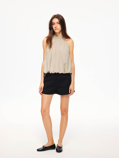 Northbutsouth Tricolor Textured Puff Tie Neck Women&
