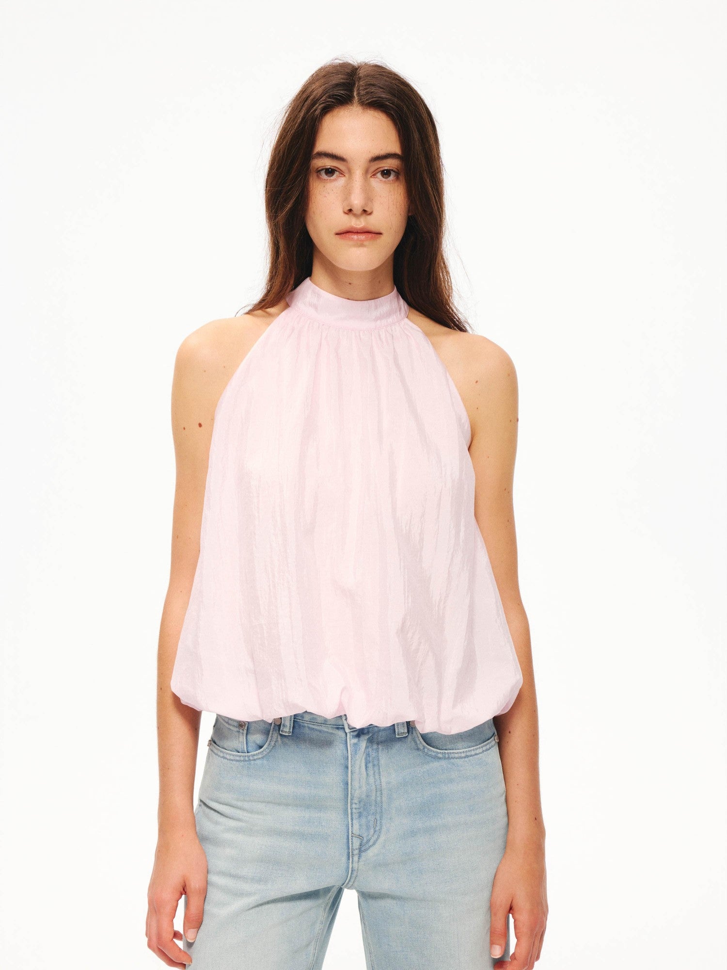Northbutsouth Tricolor Textured Puff Tie Neck Women&