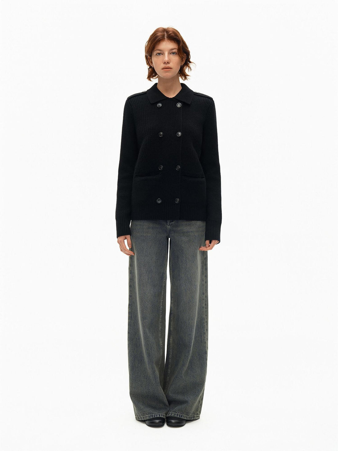 Northbutsouth Tricolor Turndown Double Breasted Loose Women&