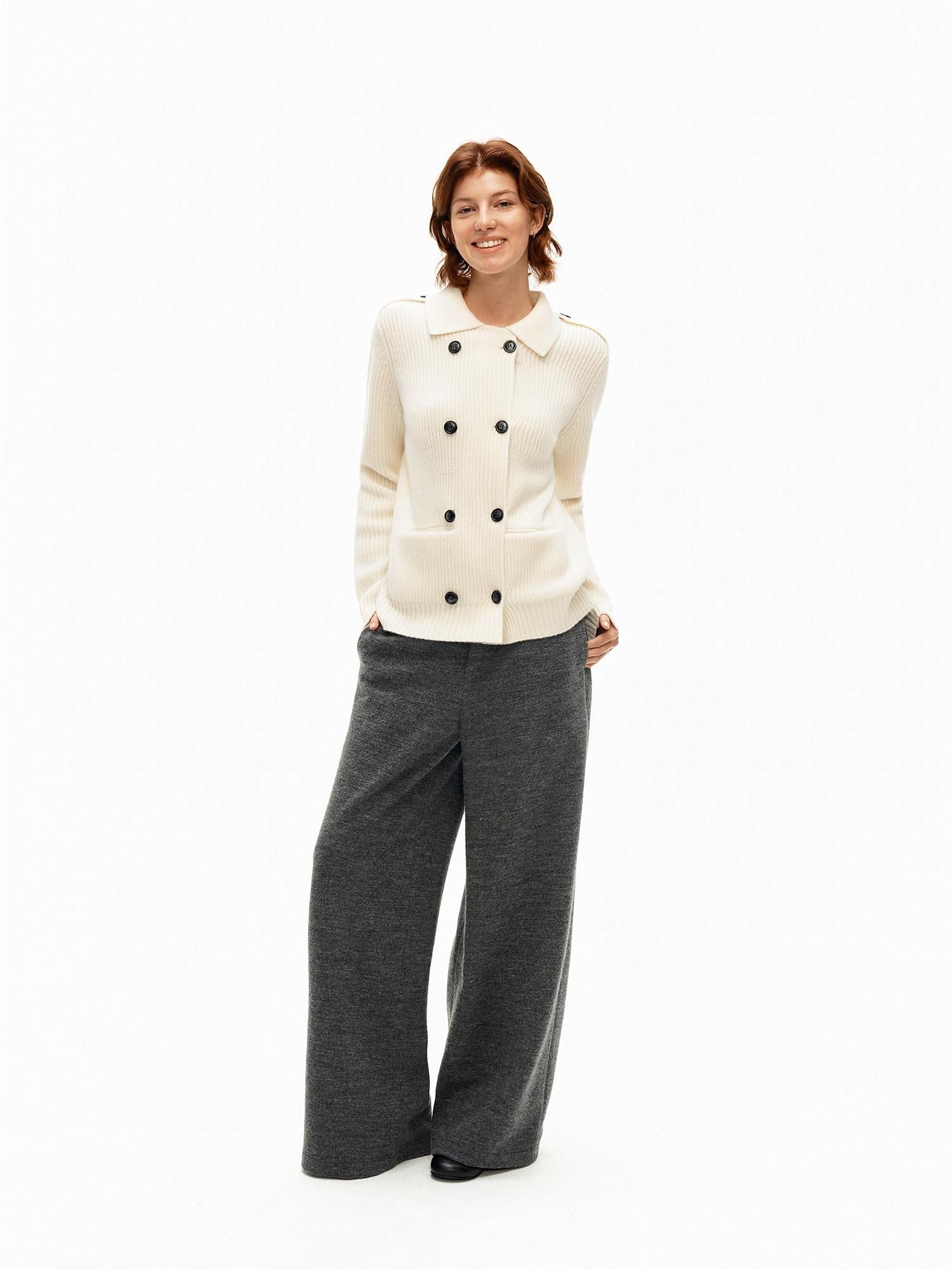 Northbutsouth Tricolor Turndown Double Breasted Loose Women&
