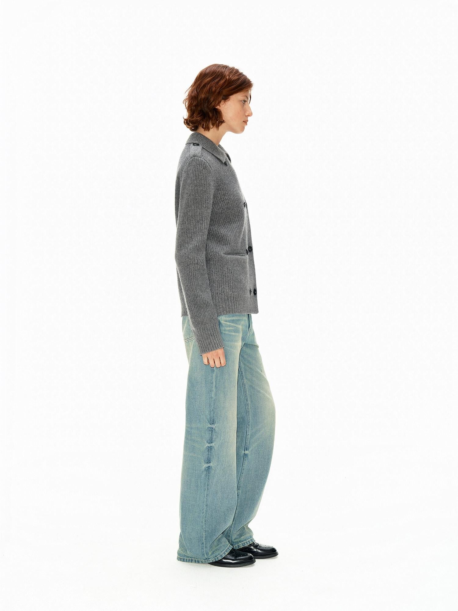 Northbutsouth Tricolor Turndown Double Breasted Loose Women&