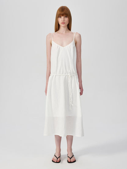 Northbutsouth Twist Knot V-Neck Adjustable Strap Textured Midi Dress
