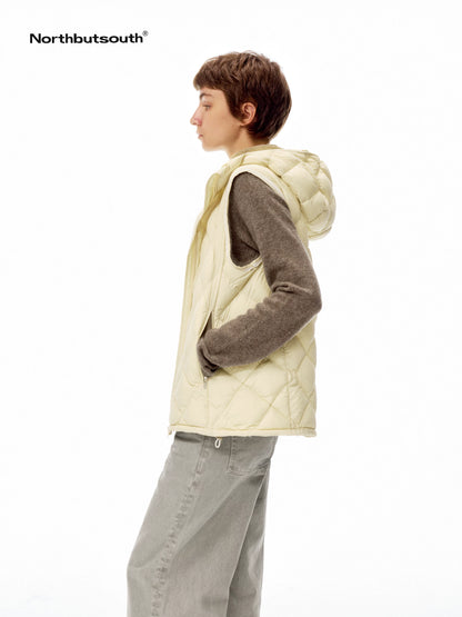 Northbutsouth Two Tone Quilted Diamond Hooded Detachable Fur Women&