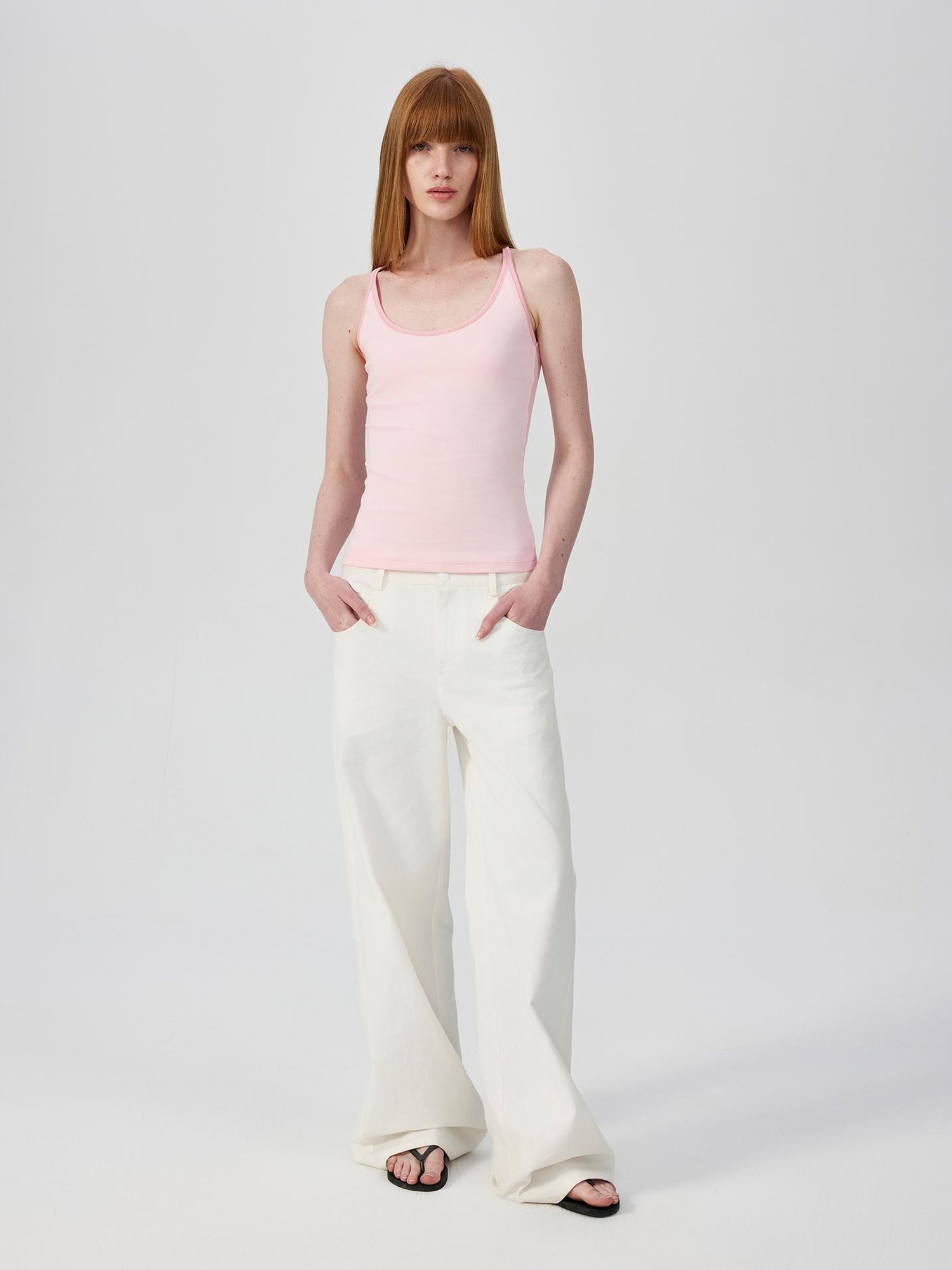 Northbutsouth U Neck Color Block Slim Fit Strap Tank Top