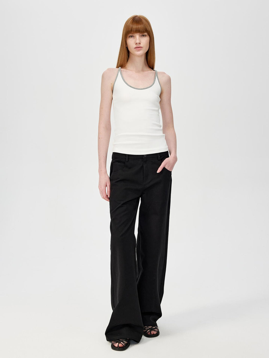 Northbutsouth U Neck Color Block Slim Fit Strap Tank Top