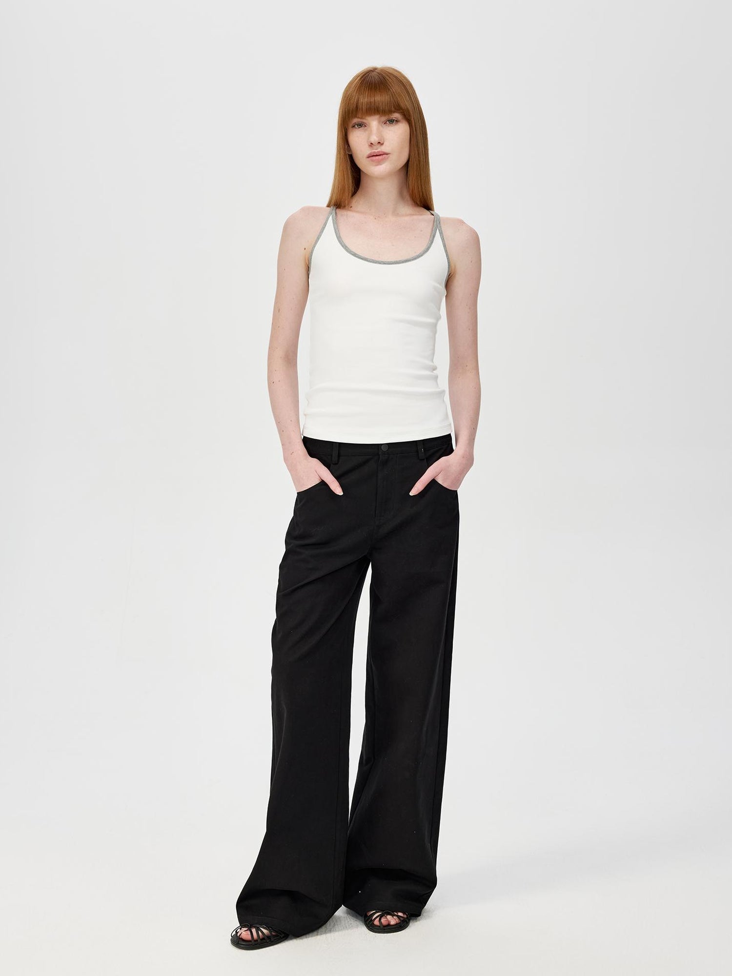 Northbutsouth U Neck Color Block Slim Fit Strap Tank Top