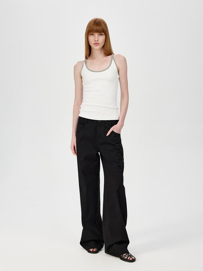 Northbutsouth U Neck Color Block Slim Fit Strap Tank Top