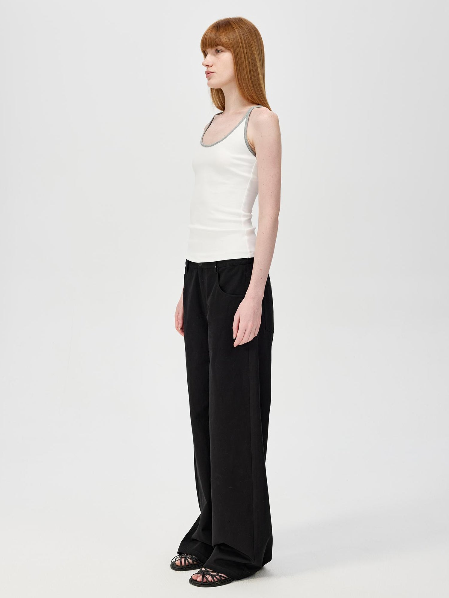 Northbutsouth U Neck Color Block Slim Fit Strap Tank Top