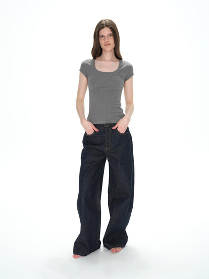 Northbutsouth U Neck Elastic Slim Fit Tee