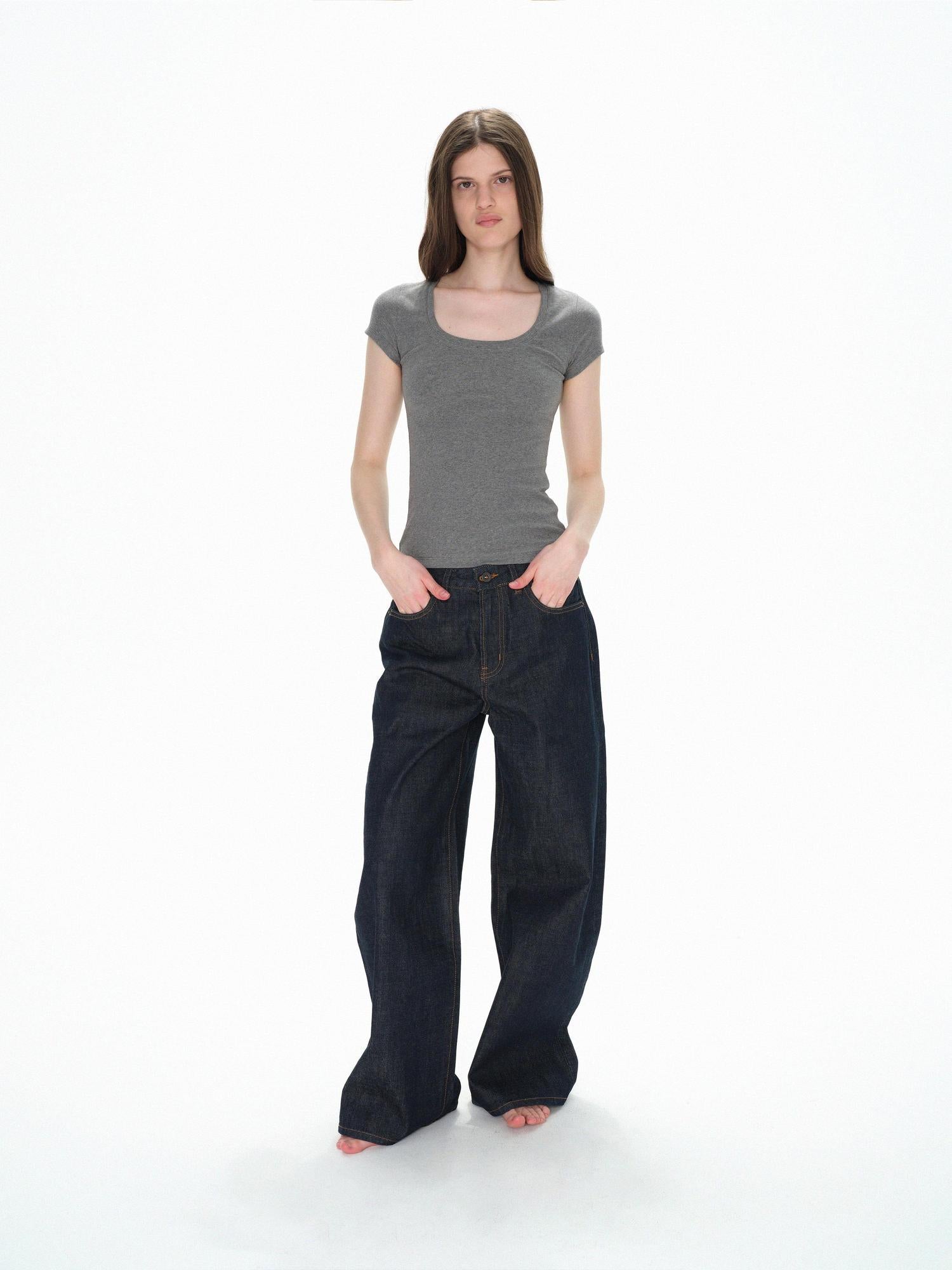 Northbutsouth U Neck Elastic Slim Fit Tee
