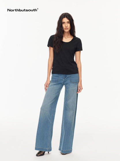 Northbutsouth U Neck Loose Casual Women&
