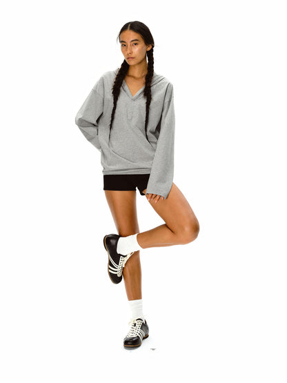 Northbutsouth V-Neck Hooded Loose Knit Top