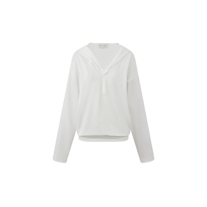 Northbutsouth V-Neck Hooded Loose Knit Top MISSTT