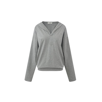 Northbutsouth V-Neck Hooded Loose Knit Top MISSTT