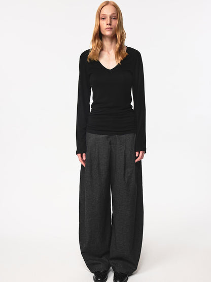 Northbutsouth V-Neck Tencel Wool Slim-Fit Long Sleeve Stacked Tee