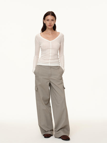 Northbutsouth V-Neck Tencel Wool Stretch Long Sleeve Base Layer