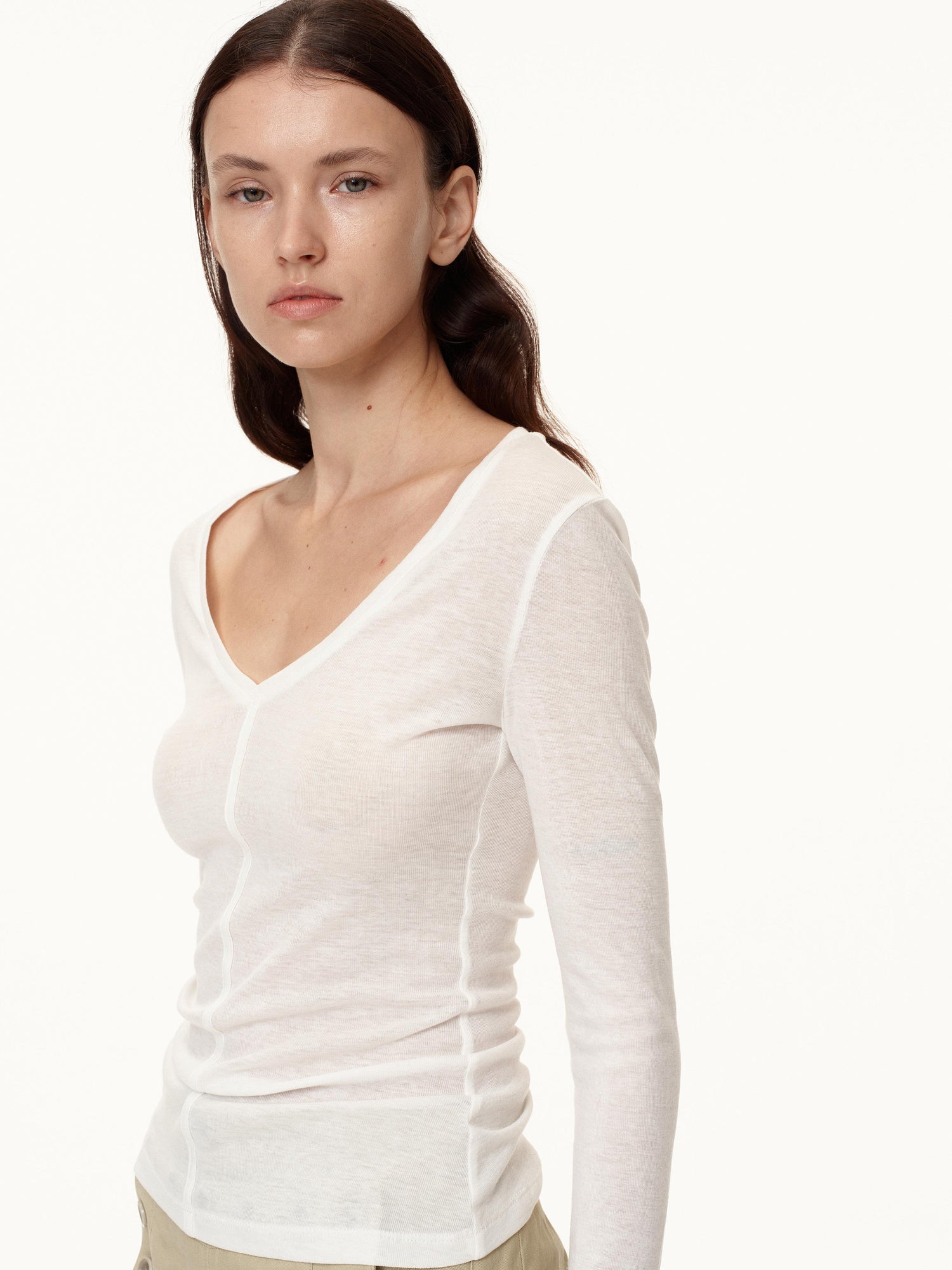 Northbutsouth V-Neck Tencel Wool Stretch Long Sleeve Base Layer